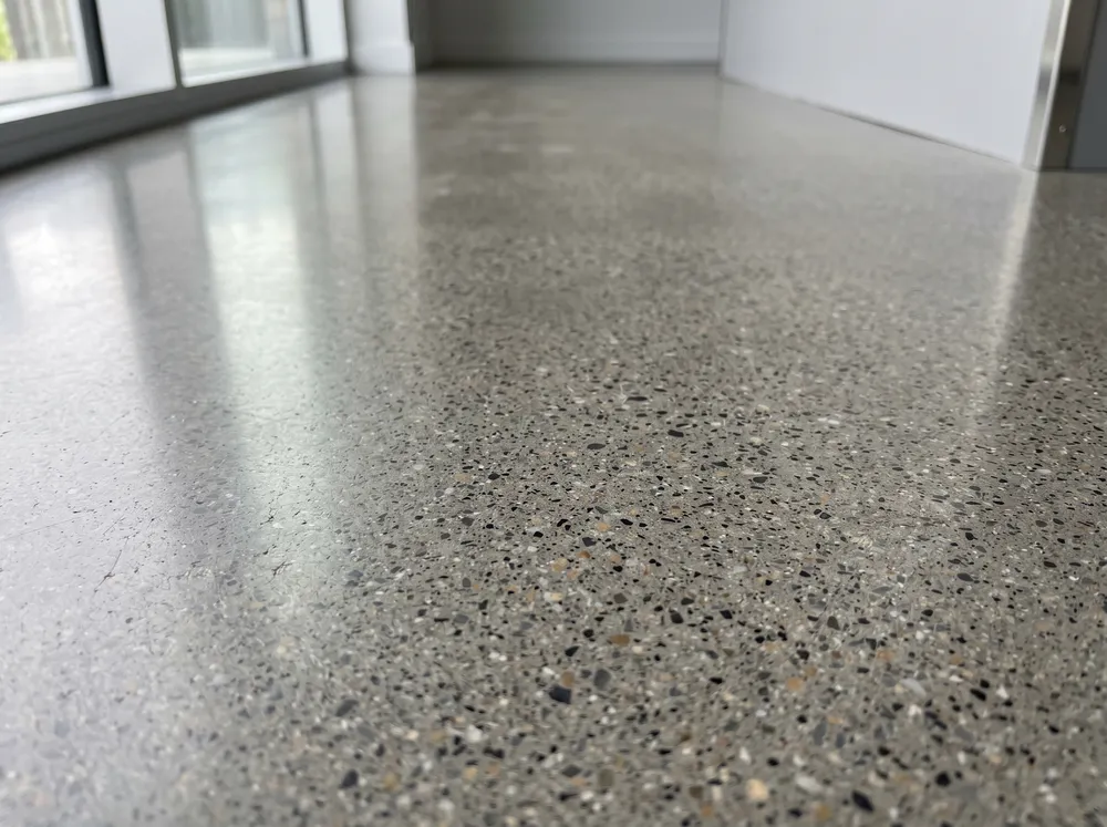 Polished concrete floor with a satin sheen